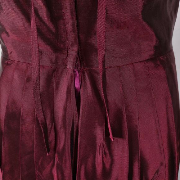 Vintage 90s Jim Hjelm Formal Dress Size 8 Red Taffeta Square Neck Maxi Watteau - Picture 6 of 10